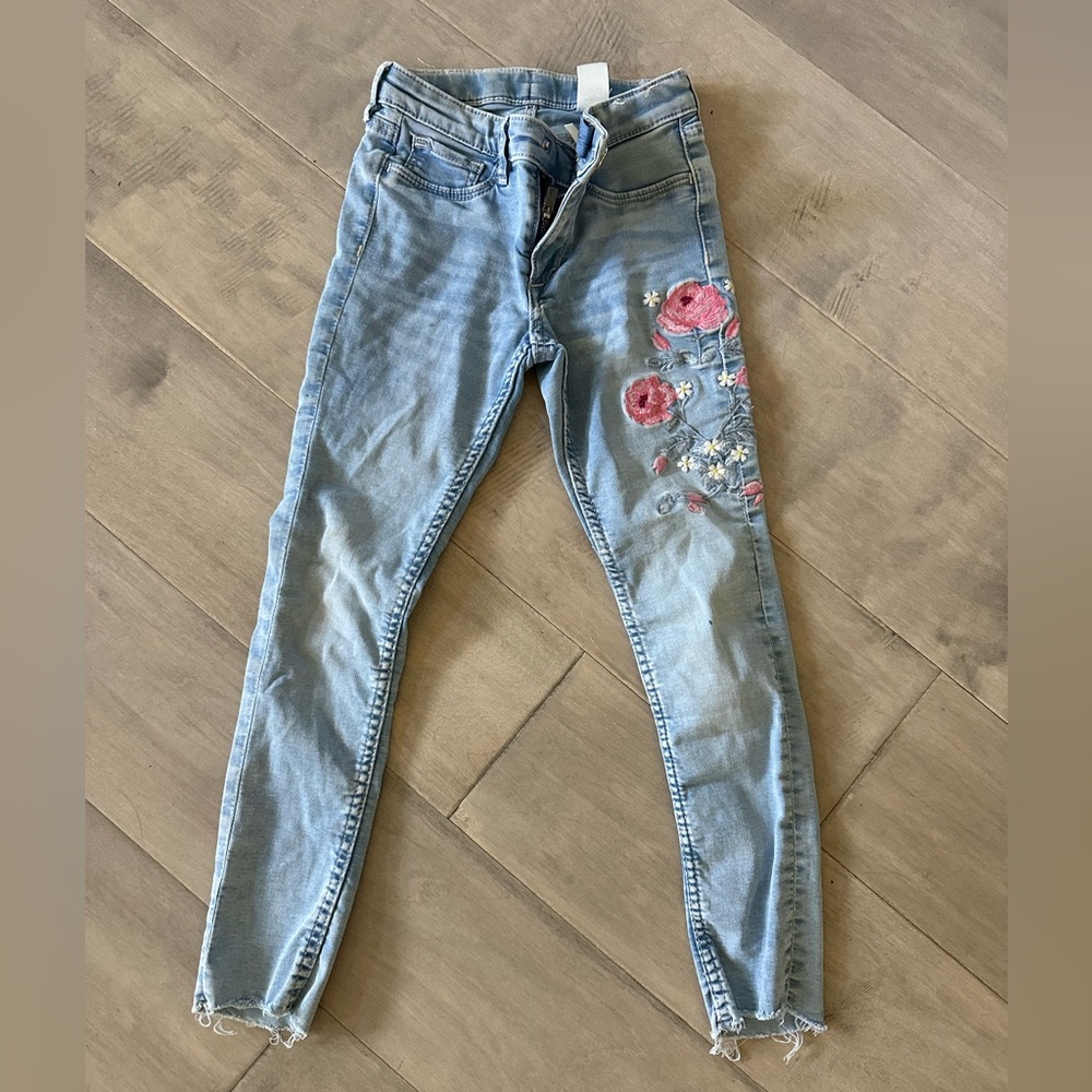 H&M girls floral skinny jeans